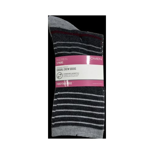 FR WMN CREW SOCK BLK/GREY 3PK