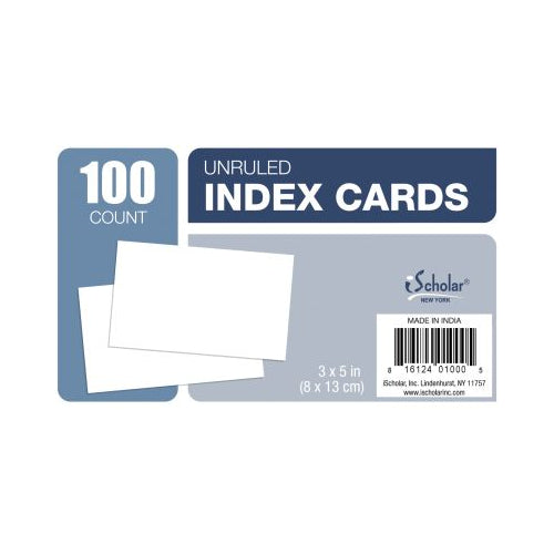 iScholar Unruled Index Cards Count 100