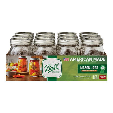 Ball Glass Mason Jars with Lids and Bands, Regular Mouth, Pint 16 oz, 12 Ct-014400610004-LR-362627-2-LR eShop