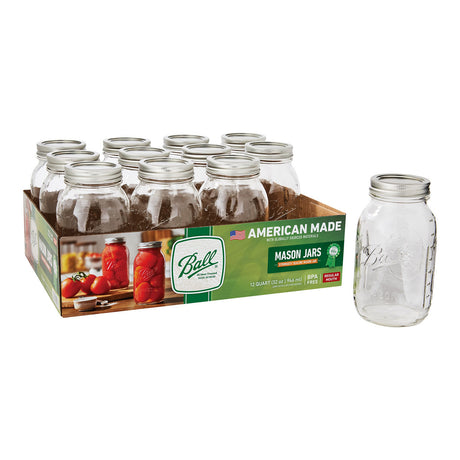 Ball Glass Mason Jars with Lids and Bands, Regular Mouth, Quart 32 oz, 12 Ct-014400620003-LR-362628-1-LR eShop