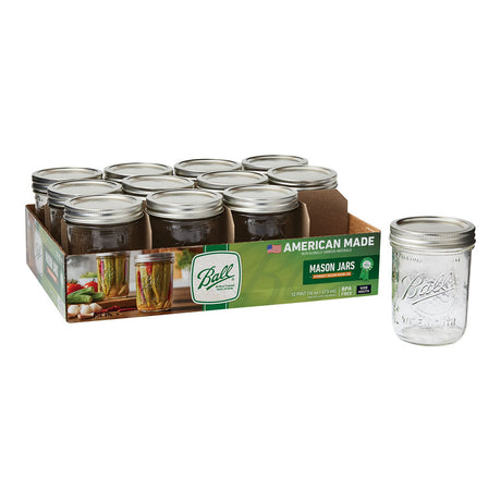 Ball Glass Mason Jars with Lids and Bands, Wide Mouth, Pint 16 oz, 12 Ct-014400660009-LR-362629-1-LR eShop
