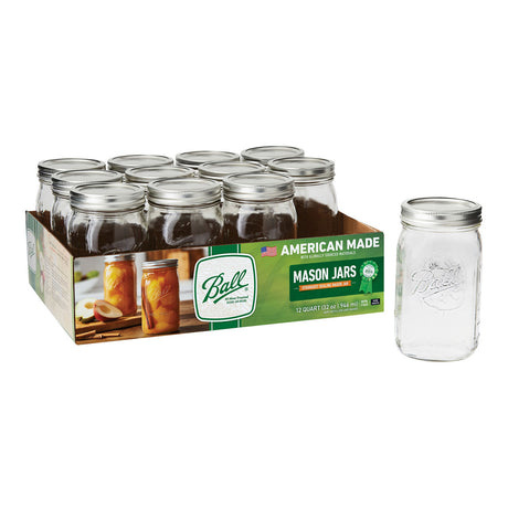 Ball Glass Mason Jars with Lids and Bands, Wide Mouth, Quart 32 oz, 12 Ct-014400670008-LR-362630-1-LR eShop