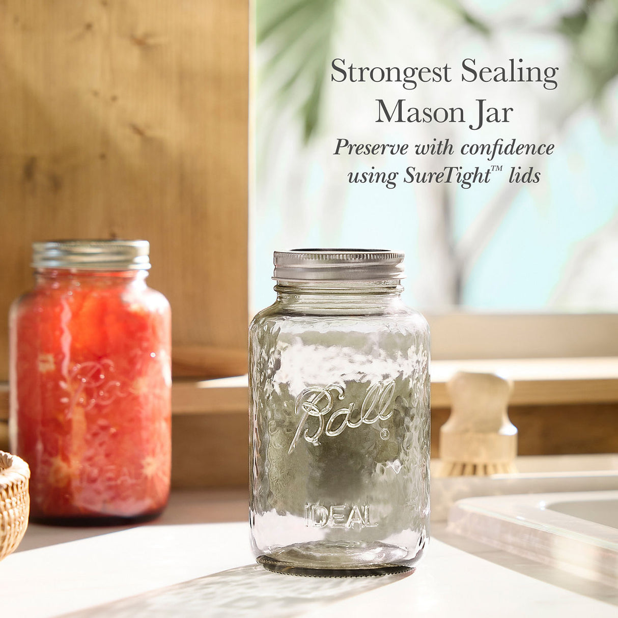 Ball Vintage Regular Mouth 32 oz Quart Canning Jars, Sand, 4 pk-014400101472-LR-362621-4-LR eShop