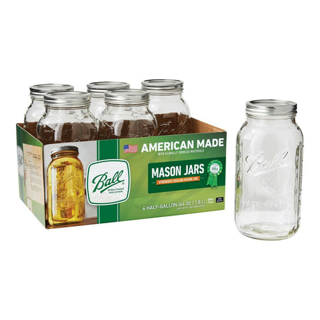Ball Wide Mouth Half Gal. 64oz Glass Mason Jars with Lids and Bands, 6 Ct-014400681004-LR-362631-1-LR eShop