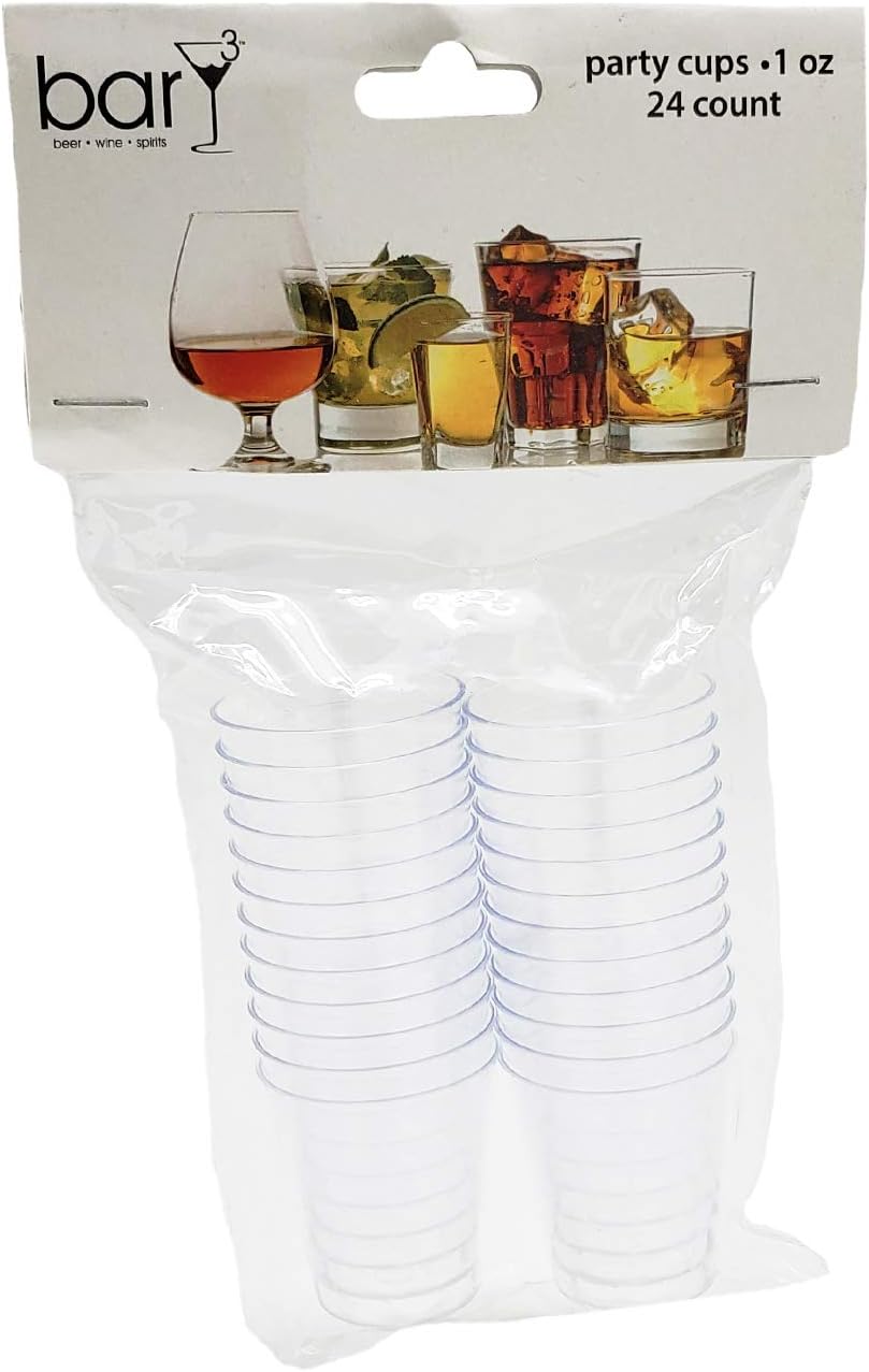 barY3 Disposable Clear Party Cups - 1 oz, 24 count-819507017035-LR-345330-1-LR eShop