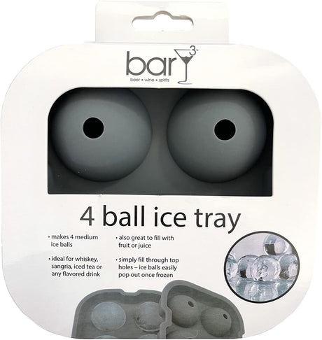 barY3 Gray Silicone Ice Tray, 4 cubes - Large Spheres-810027746825-LR-344975-1-LR eShop