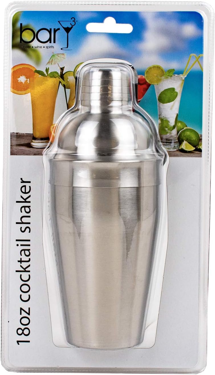 barY3 Stainless Steel Cocktail Shaker With Strainer - Silver, 18 oz-810027745552-LR-344953-1-LR eShop