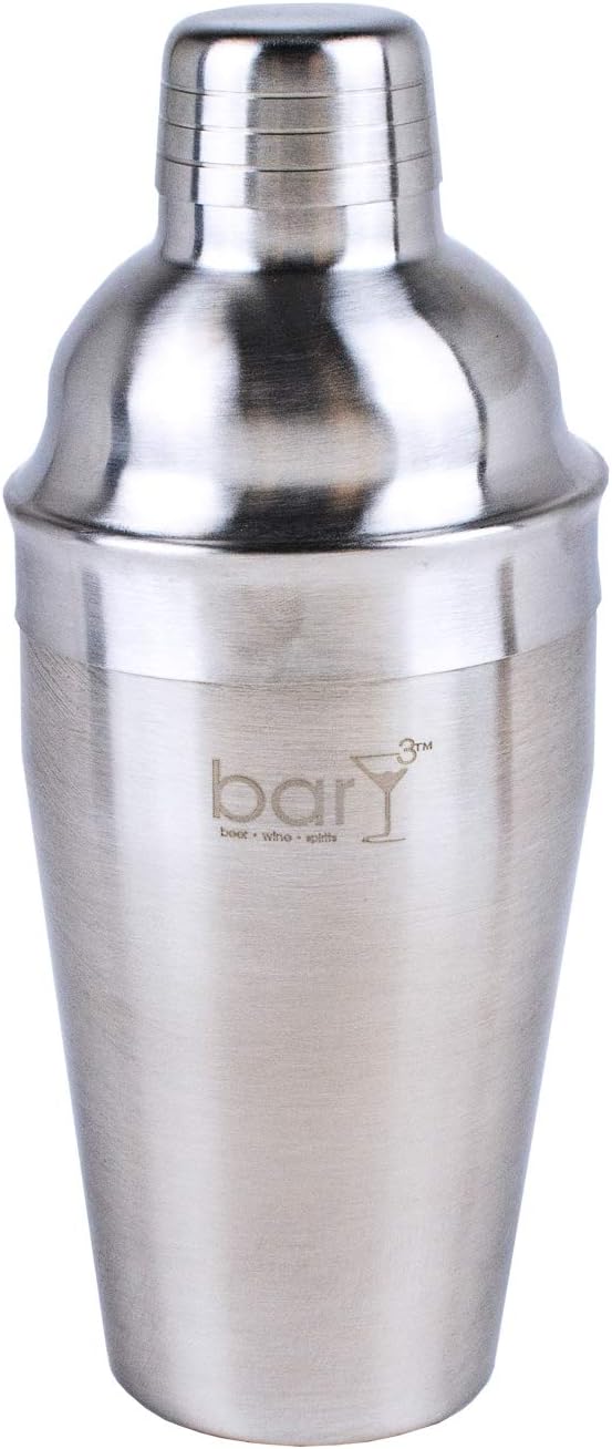 barY3 Stainless Steel Cocktail Shaker With Strainer - Silver, 18 oz-810027745552-LR-344953-2-LR eShop