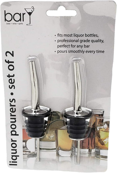 barY3 Stainless Steel Liquor Pourer - Black and Silver, 2 count-819507013754-LR-345320-1-LR eShop