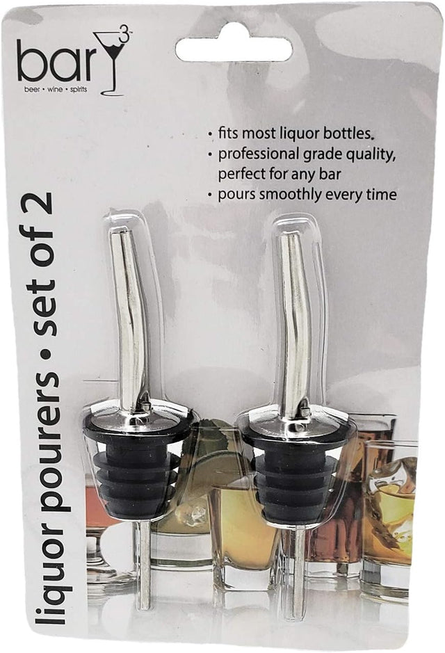 barY3 Stainless Steel Liquor Pourer - Black and Silver, 2 count-819507013754-LR-345320-1-LR eShop