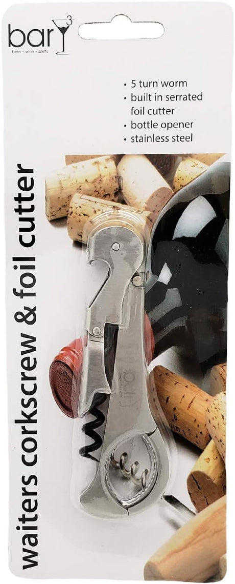 barY3 Waiters Corkscrew with Foil Cutter - Stainless Steel-819507013761-LR-344961-1-LR eShop