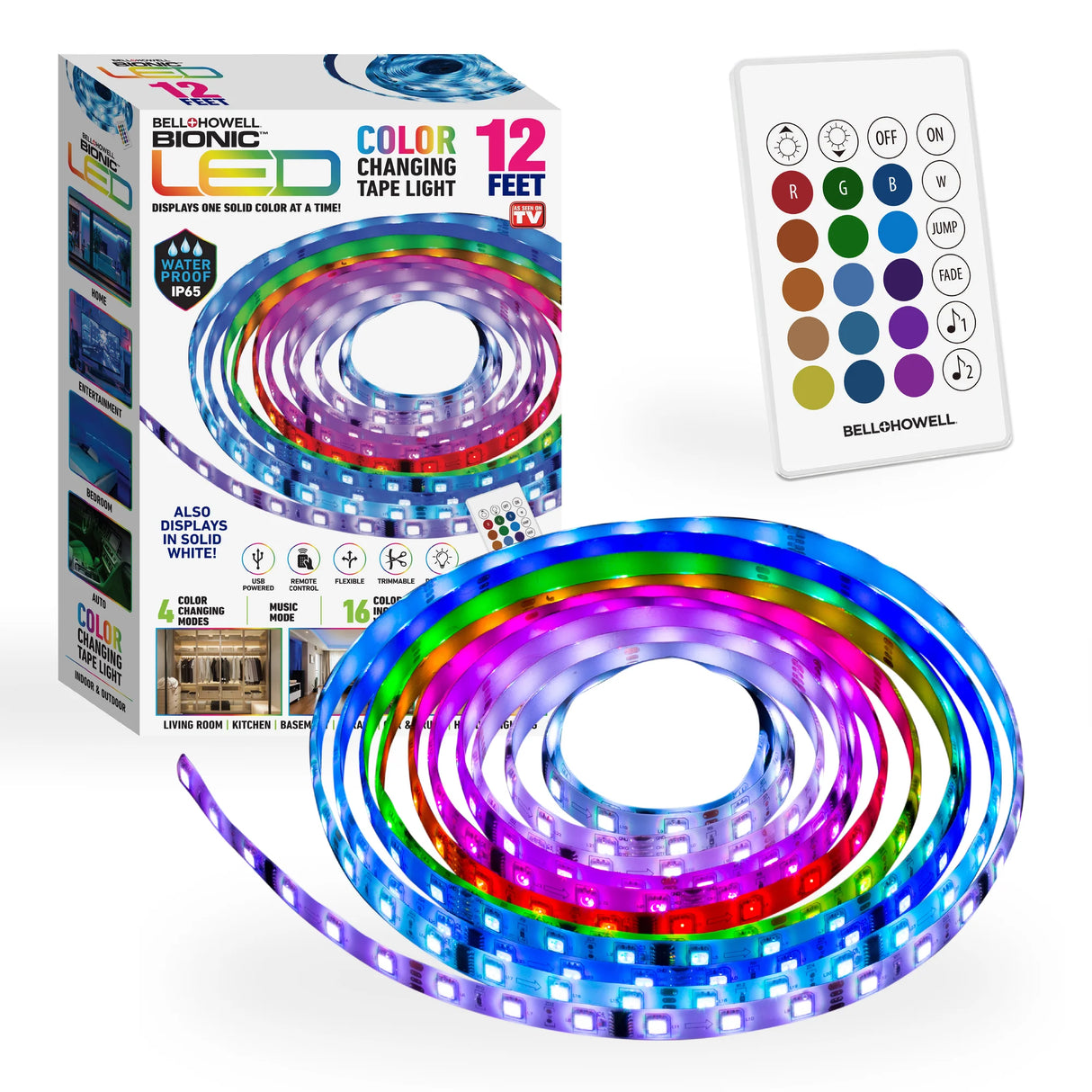 Bell + Howell Bionic LED Color Changing Tape Light, 12 ft-080313082016-LR-352812-2-LR eShop