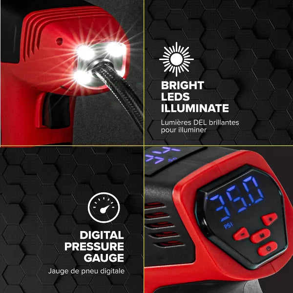 Bell + Howell Bullseye Pro Portable Rechargeable Tire Inflator with Digital Pressure Gauge-080313094750-LR-352810-4-LR eShop