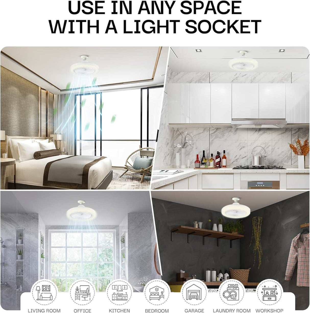 Bell + Howell Socket Air LED Color Changing Fan Light - White-080313023088-LR-357272-6-LR eShop