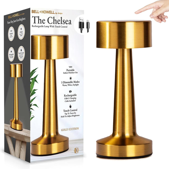 Bell + Howell The Chelsea Gold Modern LED Table Lamp - Gold-080313029028-LR-357277-1-LR eShop