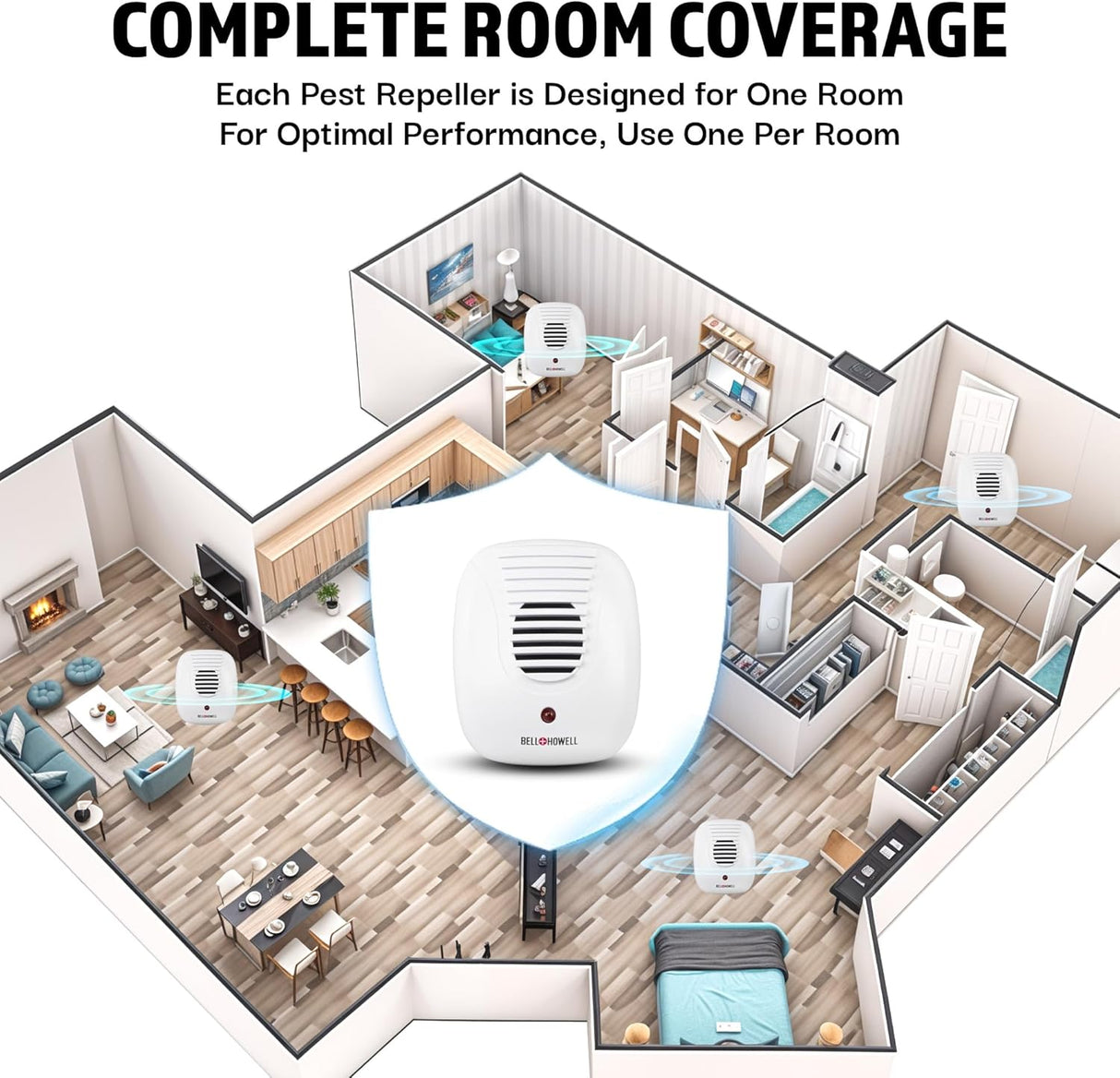 Bell + Howell Ultrasonic Indoor Pest Repeller, 4 count-852374001677-LR-352818-5-LR eShop