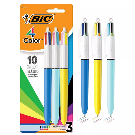 BiC 4 Color Retractable Ballpoint Pen - Assorted Ink, 3 Count-070330533370-LR-340225-1-LR eShop