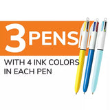 BiC 4 Color Retractable Ballpoint Pen - Assorted Ink, 3 Count-070330533370-LR-340225-7-LR eShop
