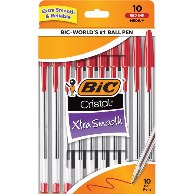 BiC Cristal Xtra Smooth Ballpoint Pen - Red, 10 count-070330913547-LR-109063-1-LR eShop