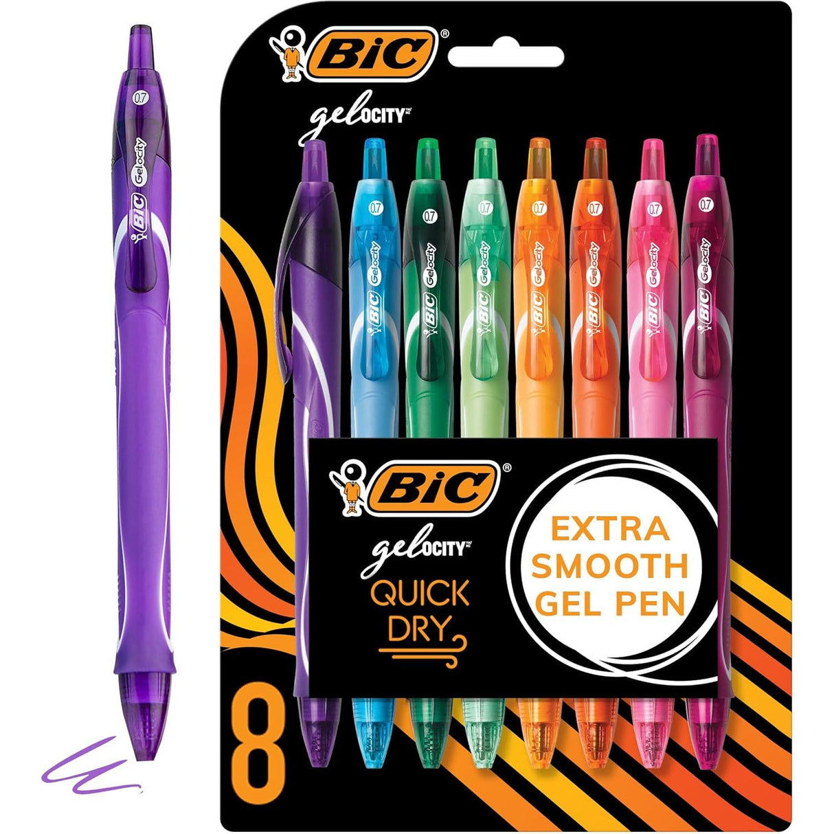 BiC Ge-locity Quick Dry Retractable Pens - Assorted, 8 count-070330355651-LR-340224-1-LR eShop