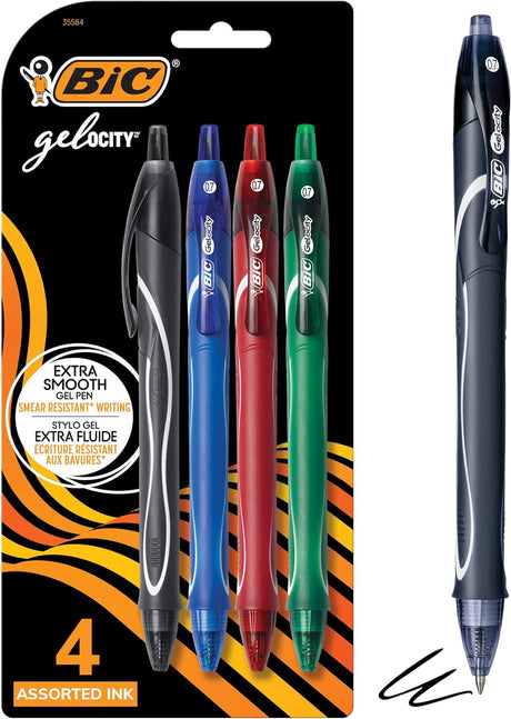 BiC Gel-ocity Retractable Pen - Assorted Colors, 4 count-070330355842-LR-331165-1-LR eShop
