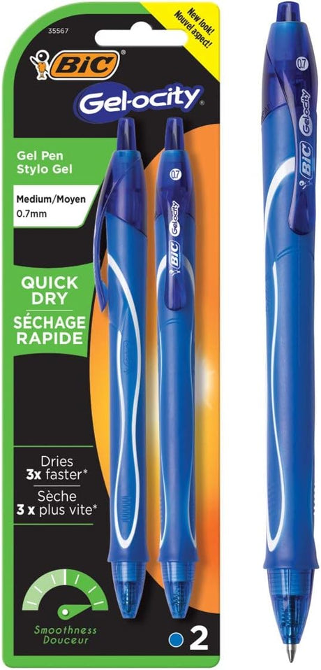 BiC Gel-ocity Retractable Pen - Blue, 2 count-070330355675-LR-342540-1-LR eShop