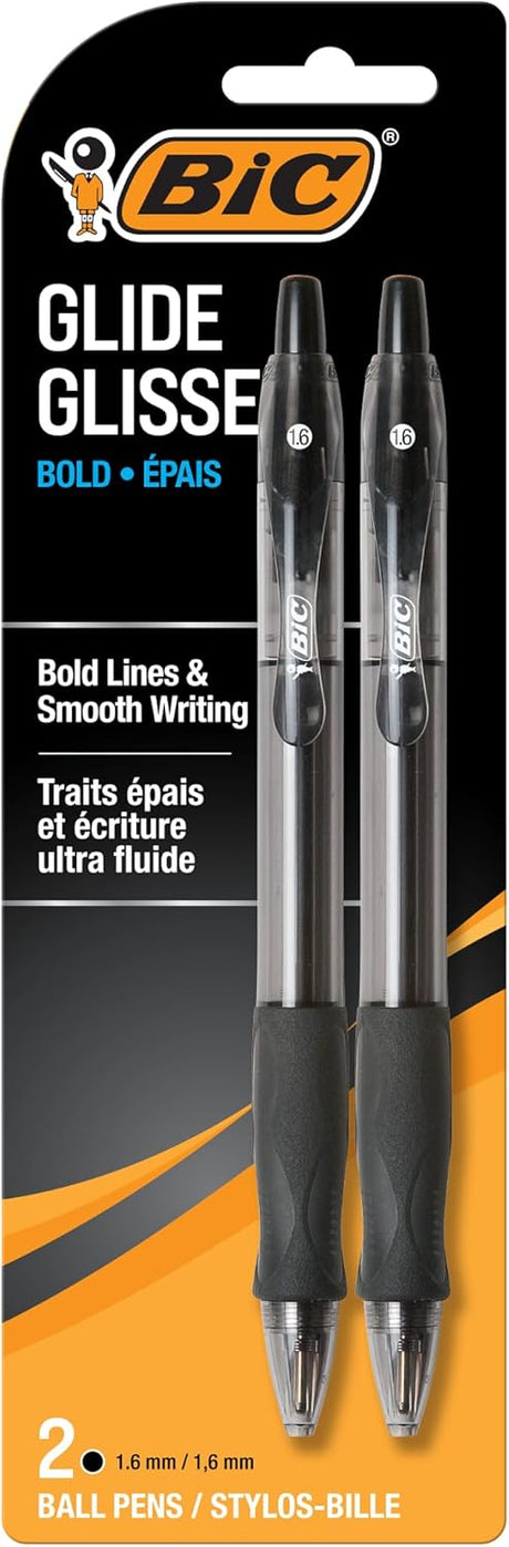 BiC Glide Retractable Ballpoint Pen - Black, 2 pack-070330186279-LR-218775-1-LR eShop