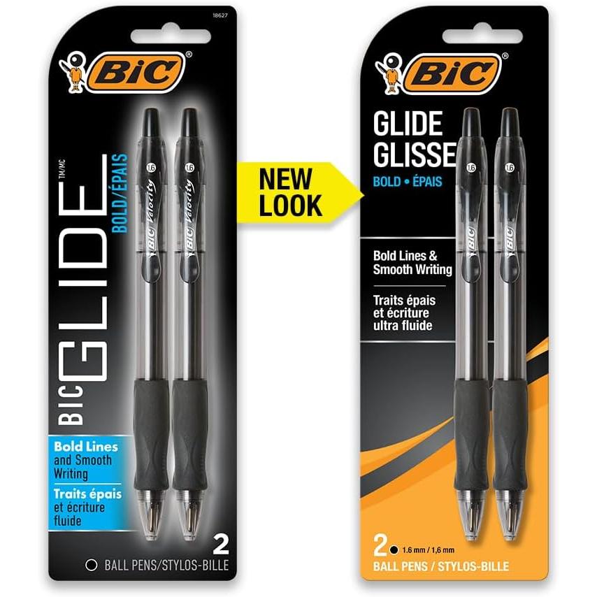 BiC Glide Retractable Ballpoint Pen - Black, 2 pack-070330186279-LR-218775-3-LR eShop
