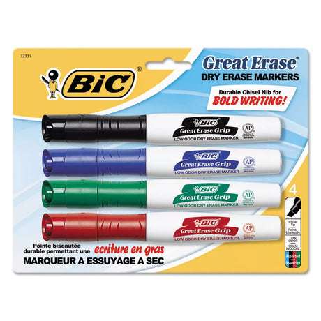 BiC Great Erase Grip Chisel Tip Dry Erase Marker - Assorted, 4 count-070330323315-LR-206706-1-LR eShop