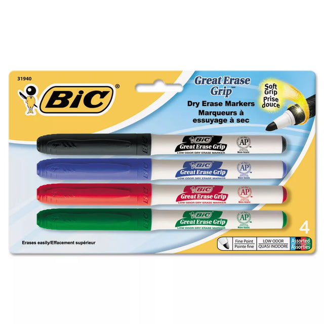 BiC Great Erase Grip Fine Point Dry Erase Marker - Assorted, 4 count-070330319400-LR-336908-1-LR eShop