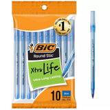 BiC Round Stic Xtra Life Ballpoint Pens - Blue, 10 count-070330201224-LR-39933-1-LR eShop