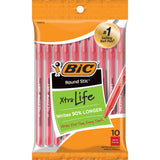 BiC Round Stic Xtra Life Ballpoint Pens - Red, 10 count-070330906099-LR-97634-1-LR eShop