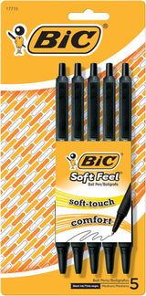 BiC Soft Feel Retractable Ballpoint Pens - Black, 5 count-070330177154-LR-349269-1-LR eShop