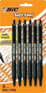 BiC Soft Feel Retractable Ballpoint Pens - Black, 6 count-070330388581-LR-358625-1-LR eShop