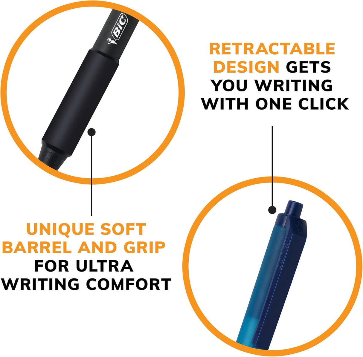 BiC Soft Feel Retractable Ballpoint Pens - Black, 6 count-070330388581-LR-358625-6-LR eShop