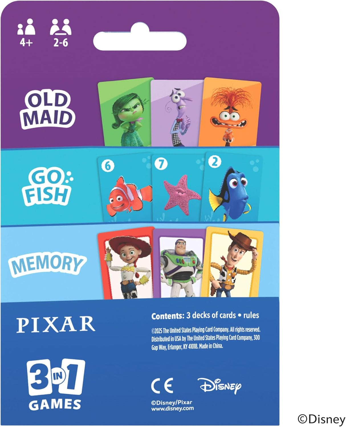 Bicycle Disney and Pixar 3-in-1 Card Games - Old Maid, Go Fish & Memory-073854099414-LR-362602-4-LR eShop
