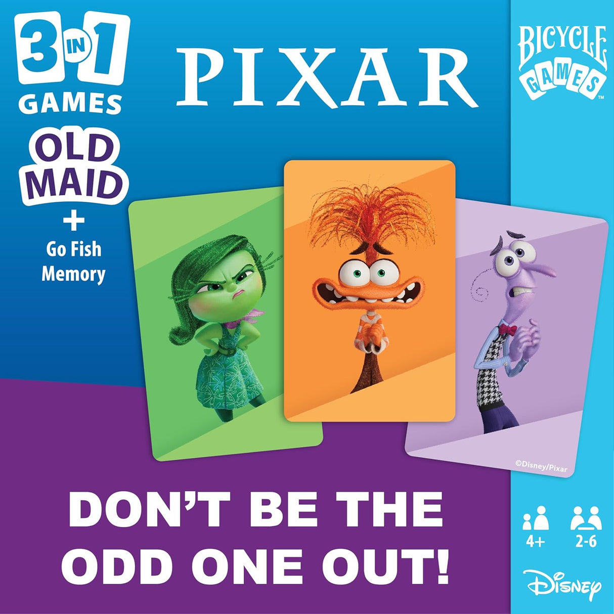 Bicycle Disney and Pixar 3-in-1 Card Games - Old Maid, Go Fish & Memory-073854099414-LR-362602-6-LR eShop