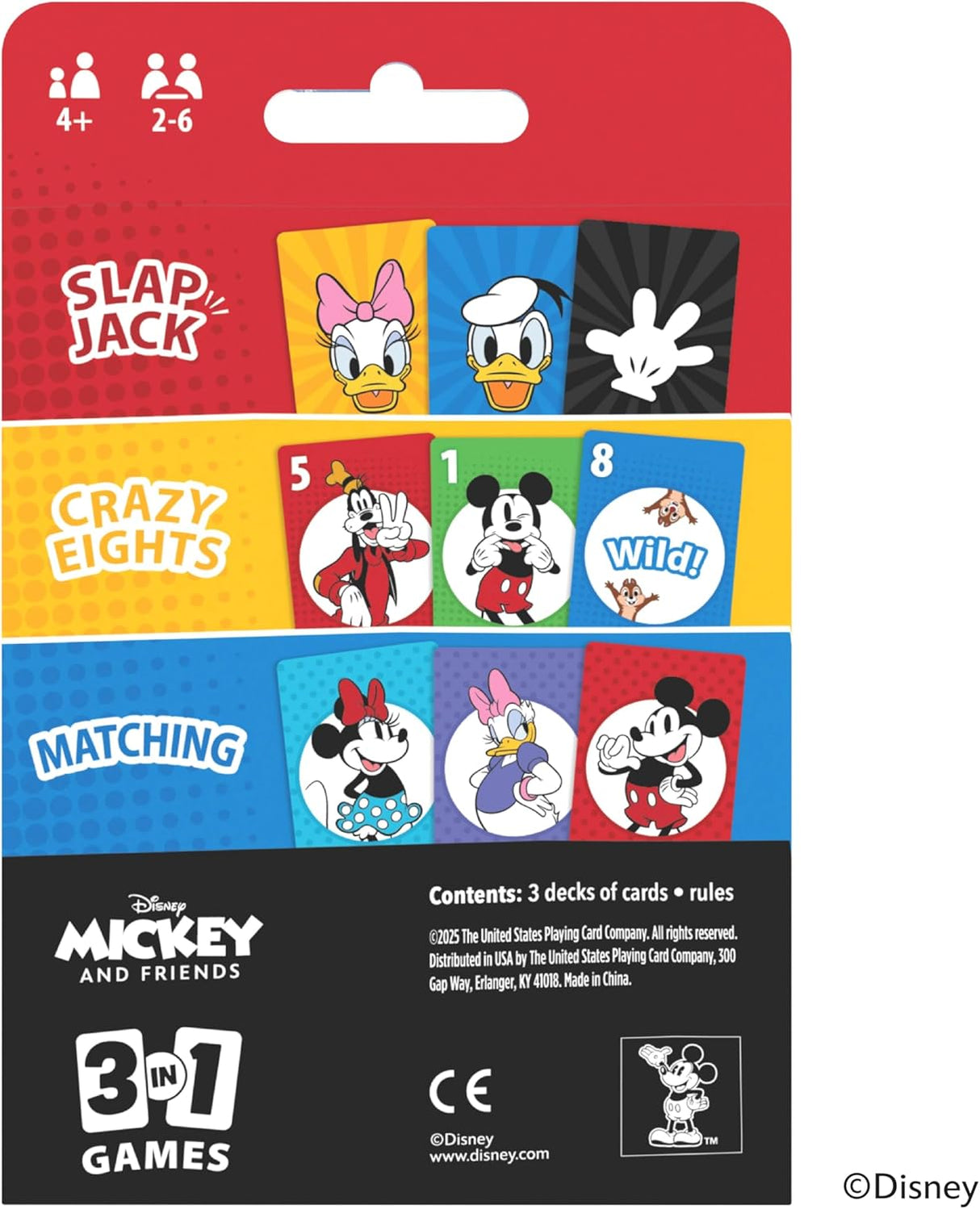 Bicycle Disney Mickey and Friends 3-in-1 Card Games - Matching, Crazy Eights & Slap Jack-073854099421-LR-362603-4-LR eShop