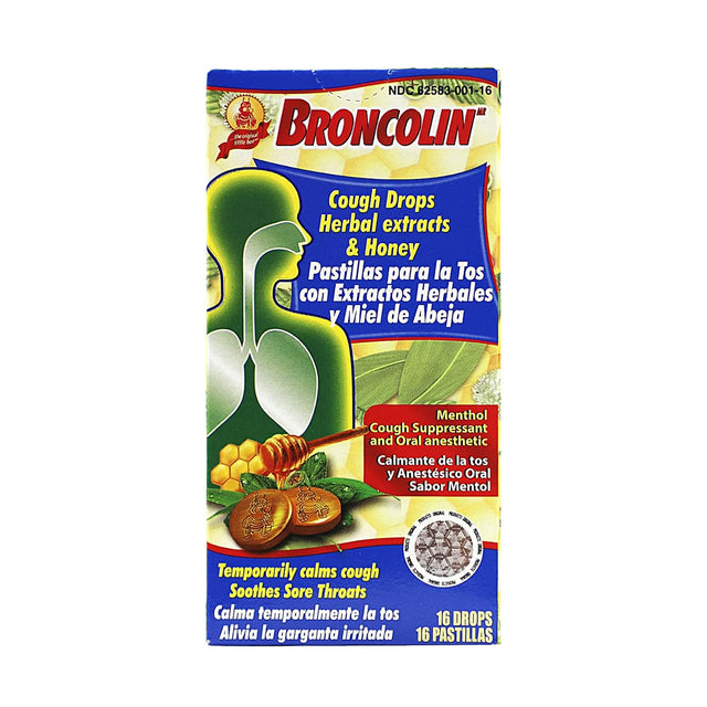 Broncolin Cough Drops with Honey and Herbal Extracts, 16 Count-714706100604-LR-226644-1-LR eShop