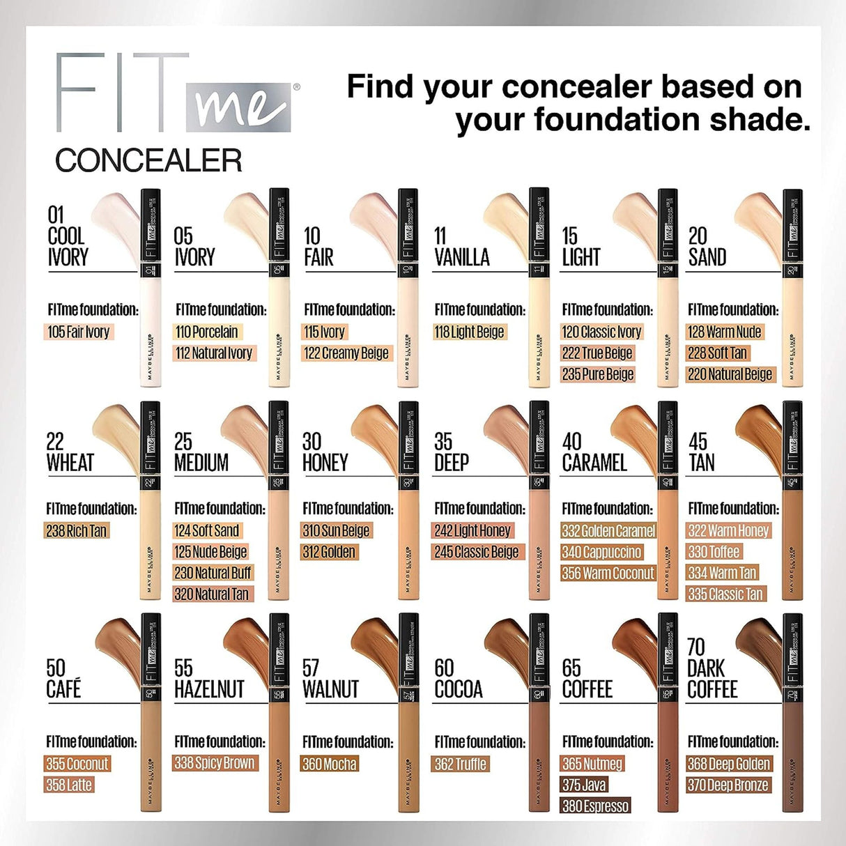 Maybelline New York Fit Me! Liquid Concealer, Ivory,  0.23 fl oz