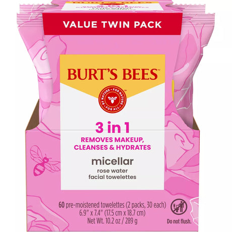 Burt's Bees Facial Cleansing Makeup Removing Towelettes - Rose, 2 count-792850662940-LR-362277-1-LR eShop