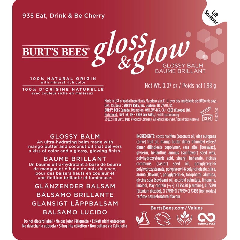 Burt's Bees Gloss & Glow Glossy Balm - Eat, Drink & Be Cherry-792850650817-LR-343448-6-LR eShop
