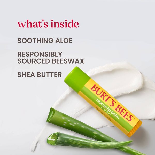 Burt's Bees Rescue Lip Balm - Aloe, 0.15 oz-792850664265-LR-362635-3-LR eShop