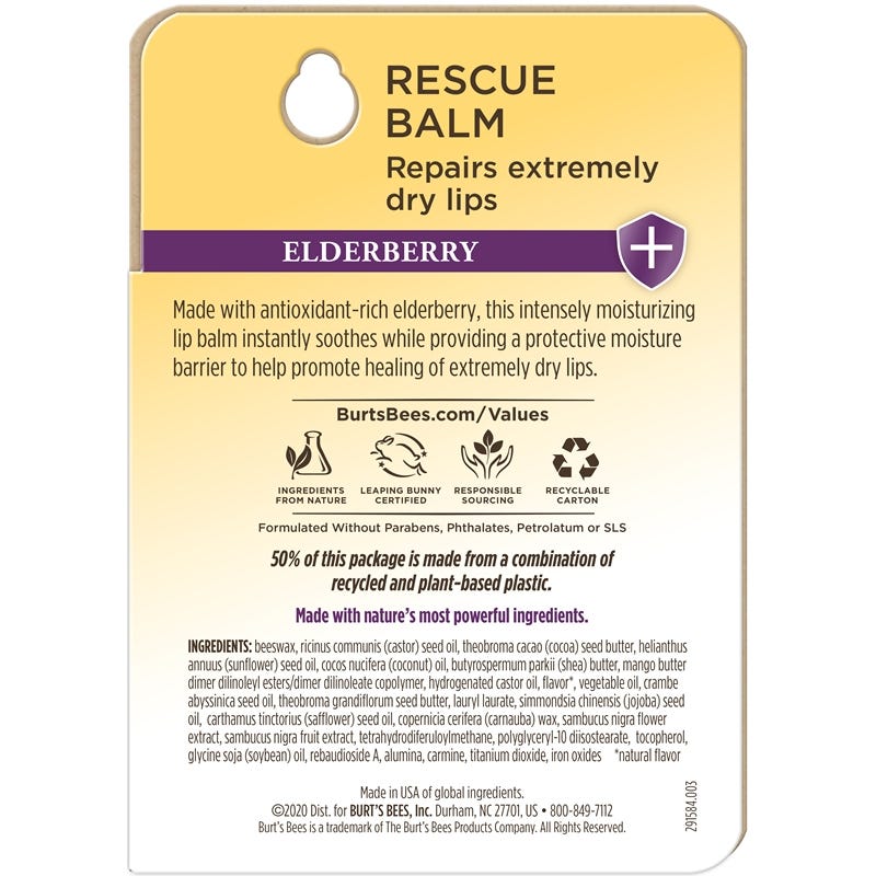 Burt's Bees Rescue Lip Balm - Elderberry, 2 count-792850649811-LR-351214-4-LR eShop