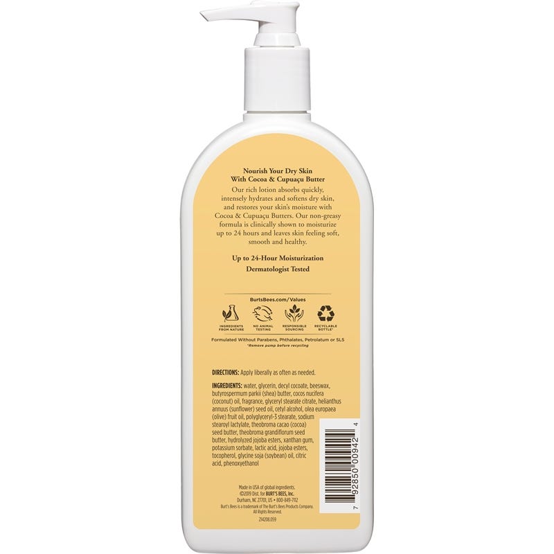 Burt’s Bees Richly Replenishing Cocoa & Cupuacu Butters Body Lotion, 12 oz-792850009424-LR-251008-2-LR eShop