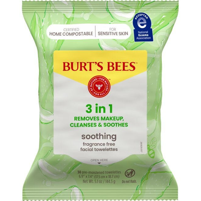 Burt's Bees Sensitive Facial Cleansing Towelettes with Aloe Vera, 30 count-792850016774-LR-251013-1-LR eShop