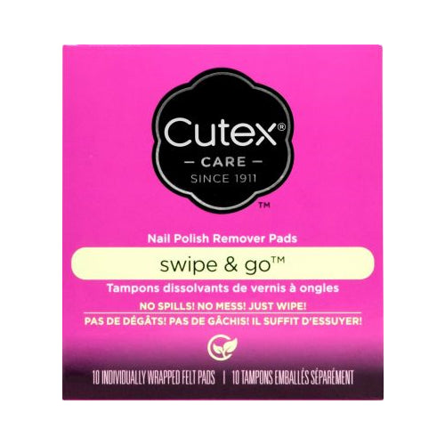 Cutex Care Swipe and Go Nail Polish Remover Pads, 10 Count