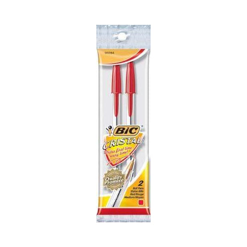 Bic Cristal Xtra Smooth 2 Red Ink Ball Pens Medium