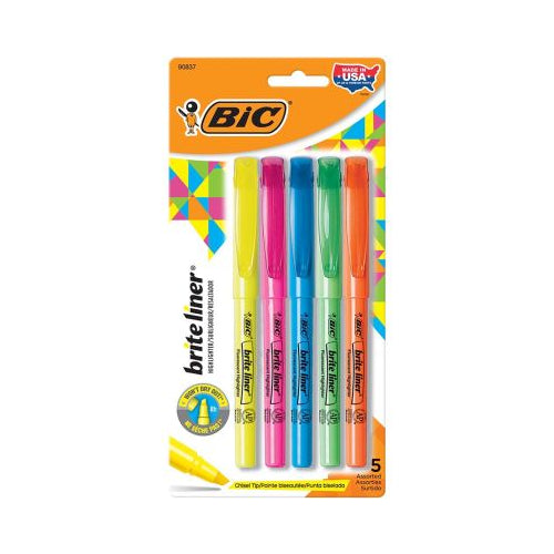 BIC BRT LNR HGHLGHTR PCKT 5PK