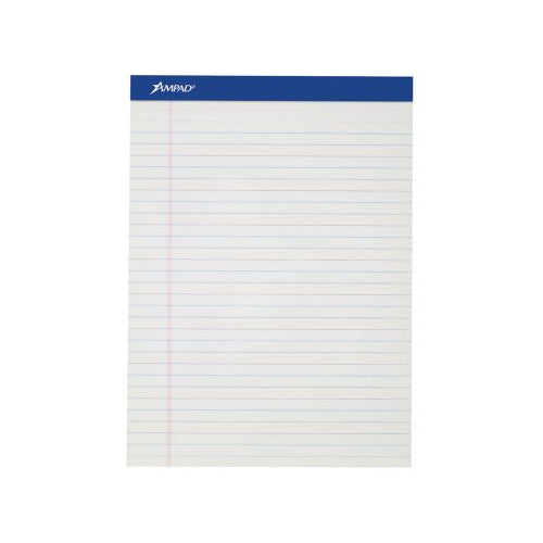 Ampad Evidence Perforated Pad, Size 8-1/2 x 11-3/4, White Paper, Legal Ruling